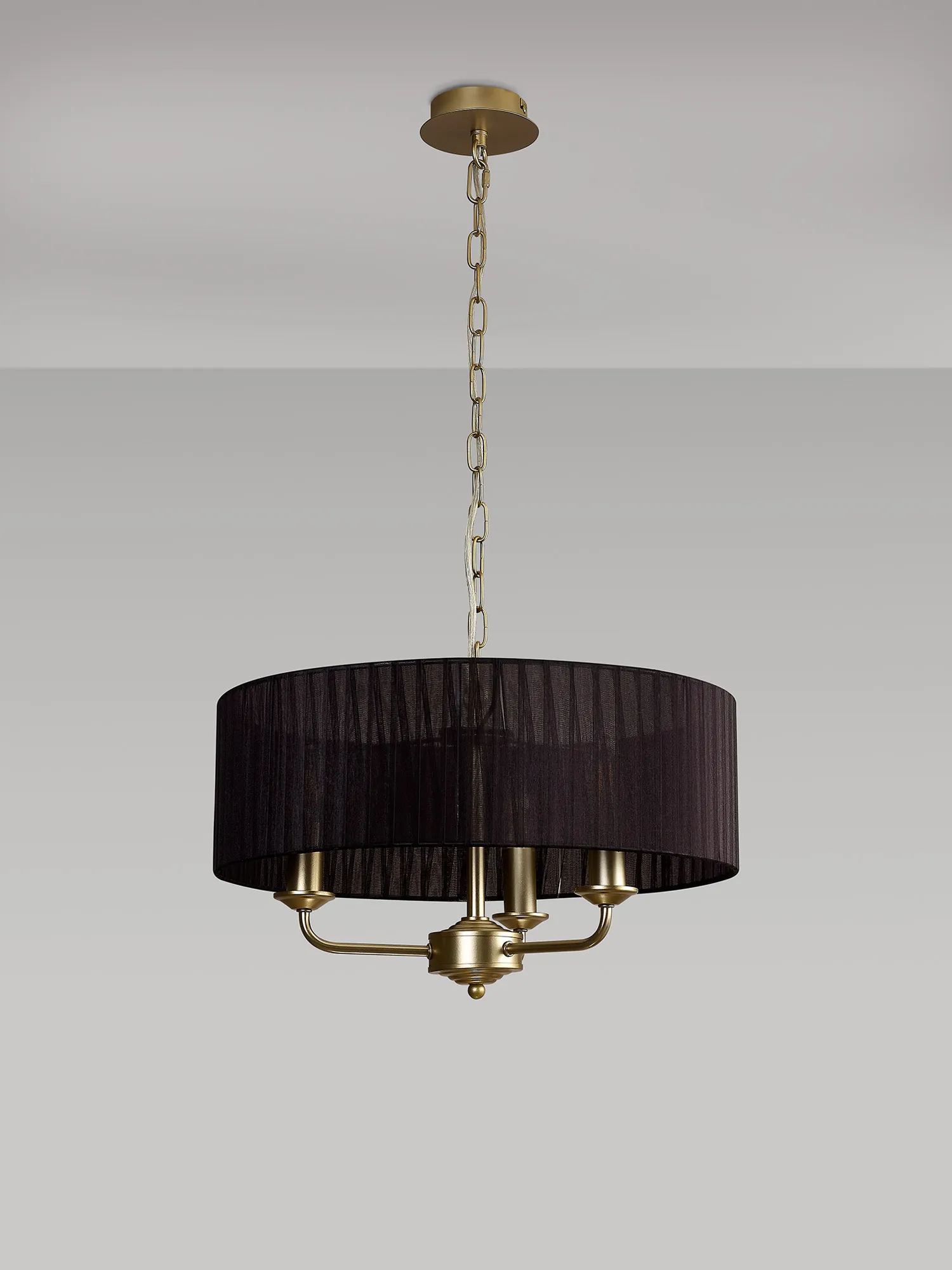 Banyan 45cm 3 Light Pendant Champagne Gold, Black DK0961  Deco Banyan CG BL